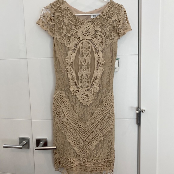 Gorgeous Tan Lace Dress - New with tags M - Picture 2 of 4